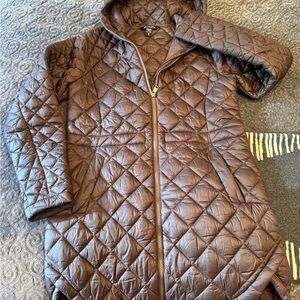Athleta Women's Quilted Brown Puffer Jacket longer version